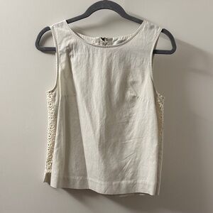 Anthropologie Women’s Cream Sleeveless Lace-Panel Top